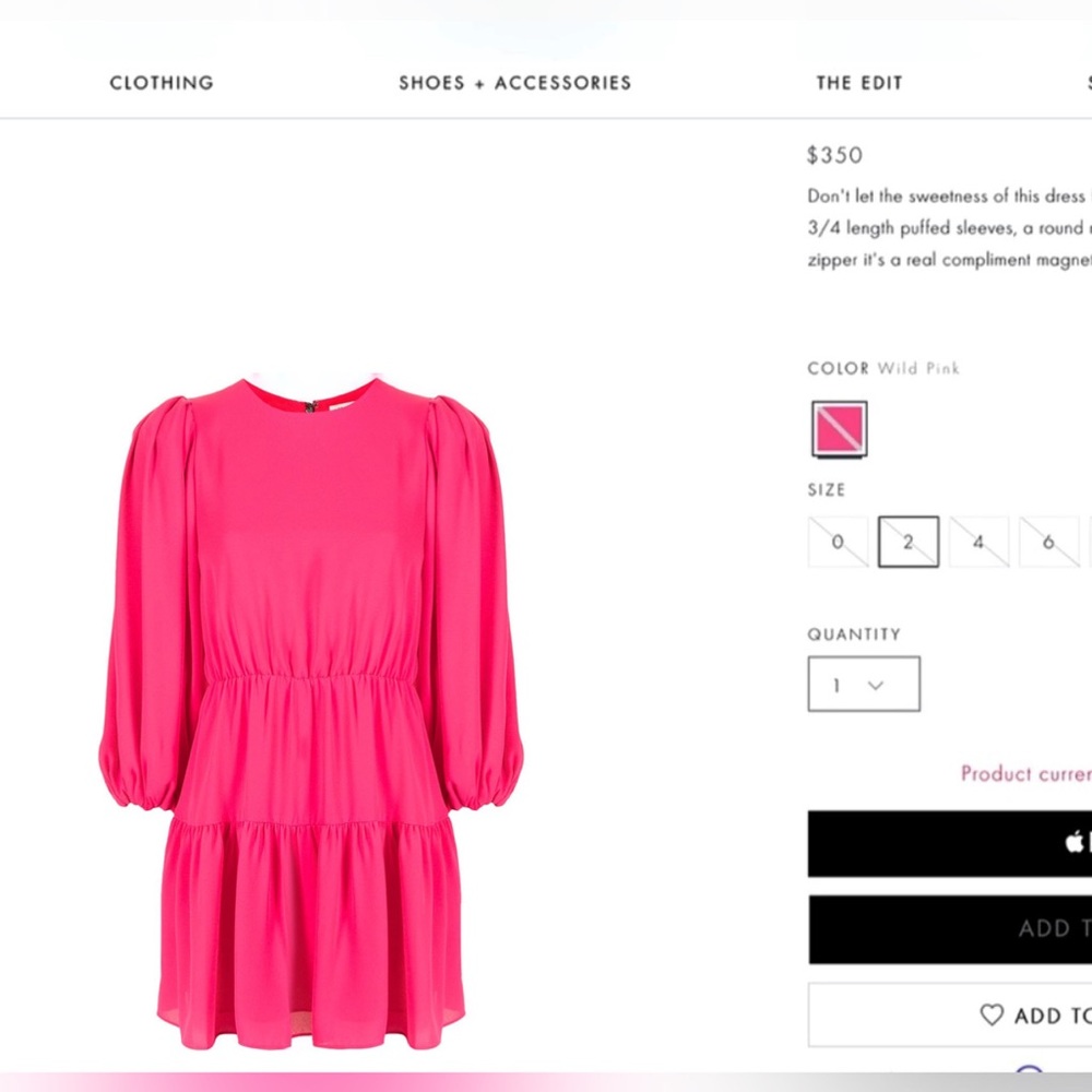 Alice + Olivia Shayla Bold Pink Puff Sleeve Mini Dress - Picture 3 of 16